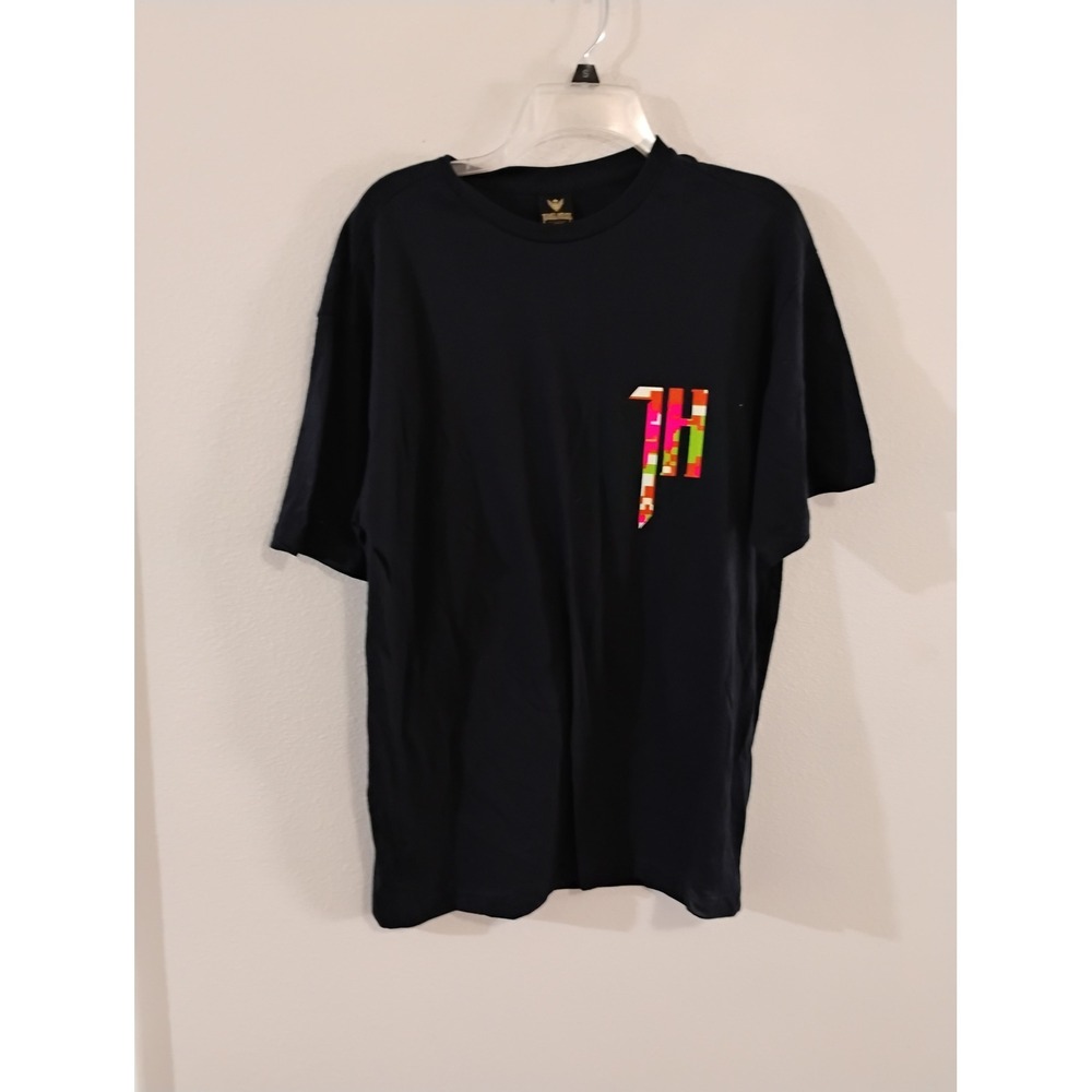 Jewel House Mens Large Black Graphic T-Shirt Neon Pixel Logo Streetwear Tee